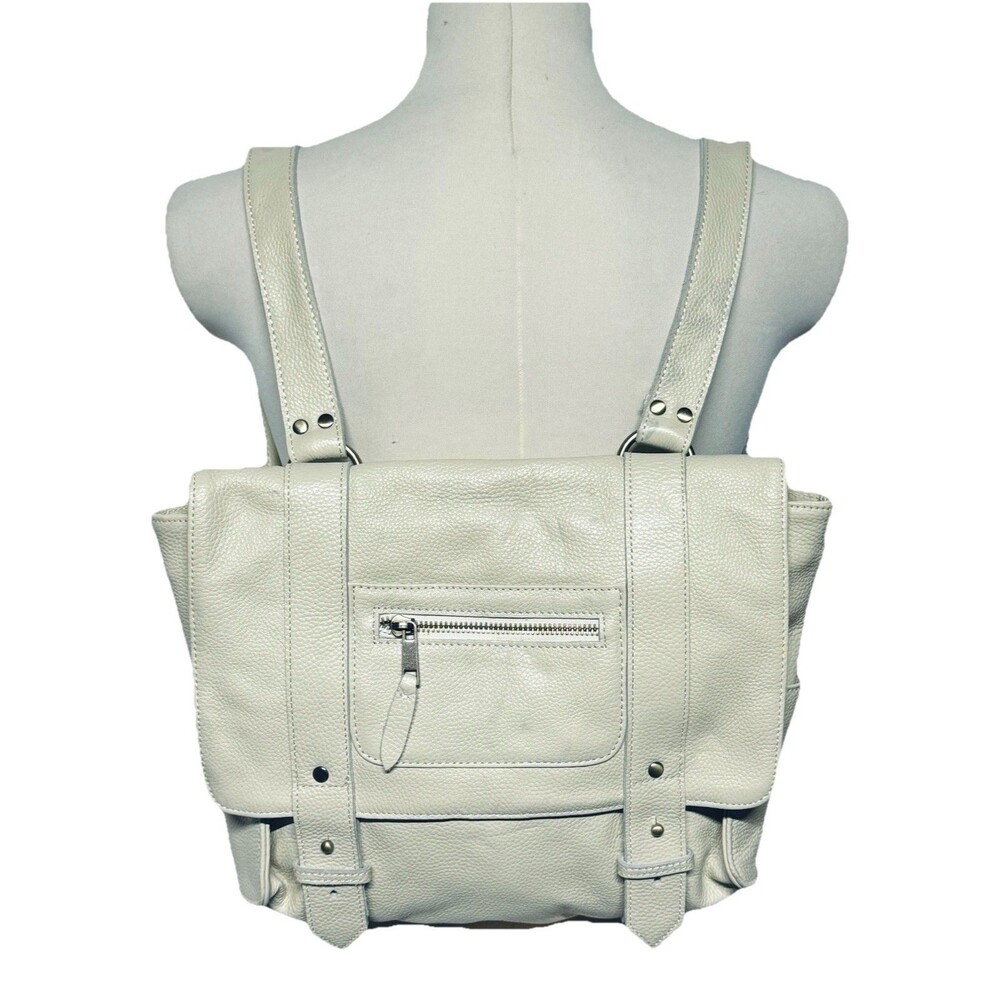 Vere Verto VereVerto Pebbled Cream /  Leather Backpack Purse